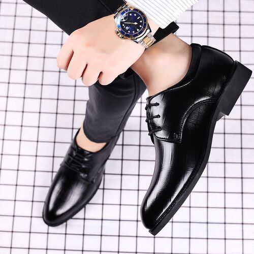 British Business Pointed Toe Mens Leather Shoes Casual Mens