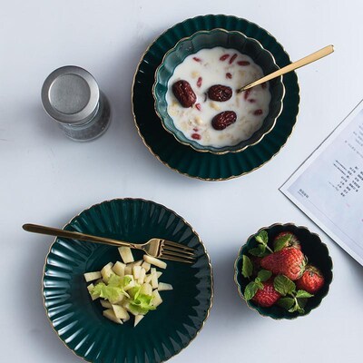 Dark green breakfast plate ceramic dessert bowl