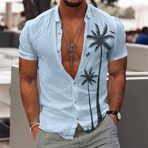 2023 Coconut e Beach Vacation Party Mens Shirt Cotton Summe