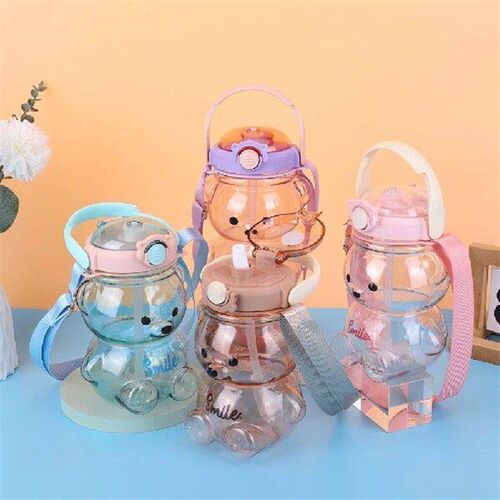 1000/1400ml Bear Water Bottle with Shoulder Strap Cute Bear