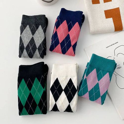 Long Socks Women Stockings Organic Cotton Diamond Warm Thigh