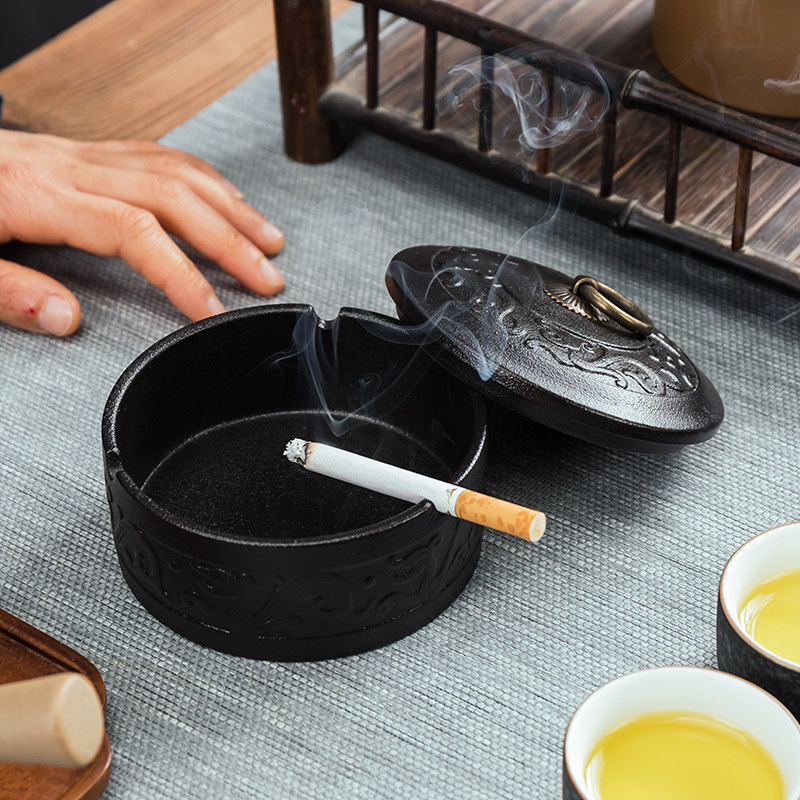 黑陶烟灰缸创多功能密封烟灰缸陶瓷个性烟缸家用茶几带盖复古潮流,节庆用品/礼品,时尚烟灰缸,淘宝优惠券,粉丝福利购,淘宝优惠卷