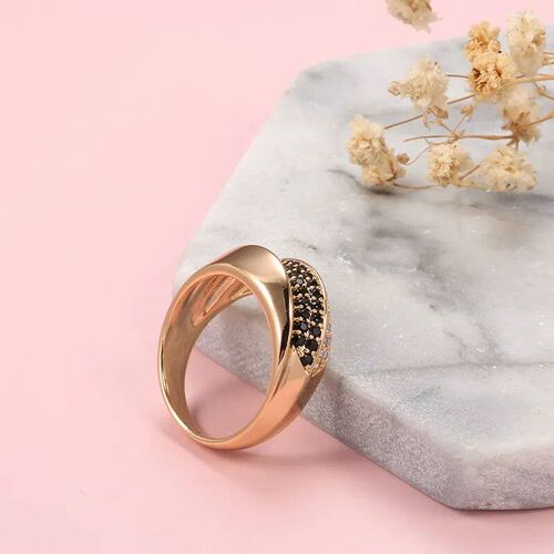 Kinel Luxury Natural Black White Zircon Rings for Women Geom