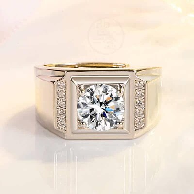 -Domineering male charm ring 2 carat imitation Moissanite te