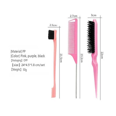 3pcs Double-Sided Edge Control Brush Barbershop