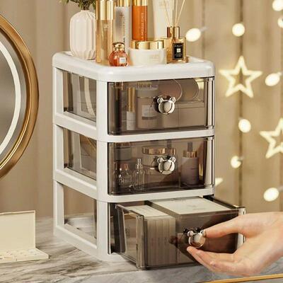 Stackable Desktop Storage Box with Dustproof Drawer Office D