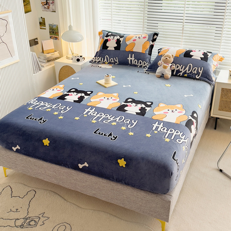 秋冬季牛奶加绒床笠珊瑚绒床罩儿童2023新款单件加厚法兰绒床垫,床上用品,床笠,淘宝优惠券,粉丝福利购,淘宝优惠卷