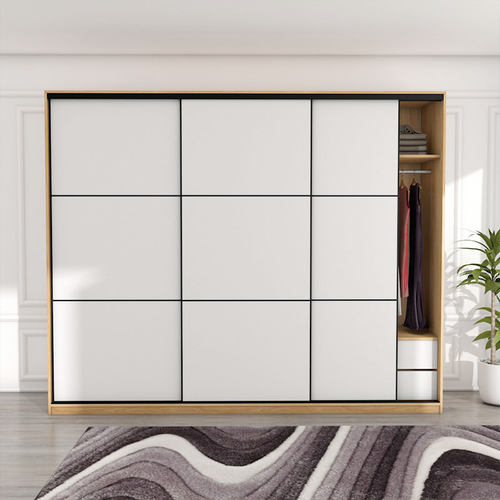 推拉门衣柜书桌一体转角小户型生态板实木梳妆台移门拐角衣橱