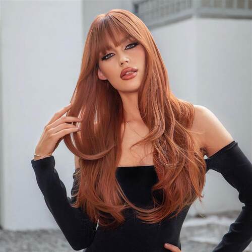 GEMMA Red Brown Copper Ginger Long Straight Synthetic Wigs f