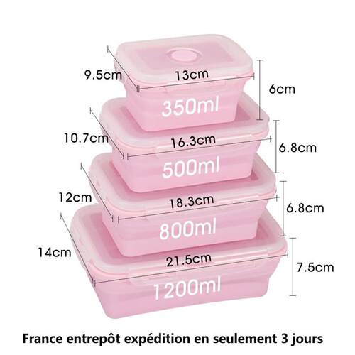 4 Sizes Collapsible Silicone Food Container Portable Bento L