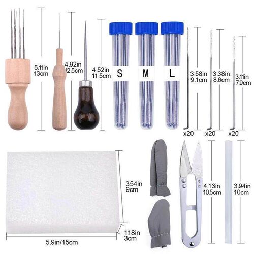 70PCS Needle Felting Kit Wool Felt Needle Wool Felt Pocked N