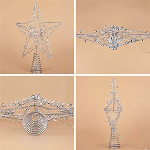 Christmas Tree Top Silver Star Decoration Christmas Tree Orn