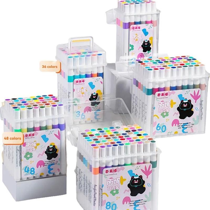 24/36/48/60/80Pcs Acrylic Colors Markers Art Painting Pen DI图片
