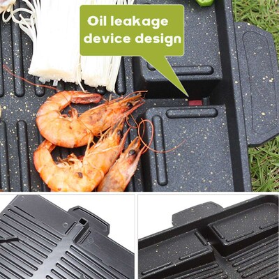 Portable Korean BBQ Grill Pan Non-Stick Charcoal Grill Plate