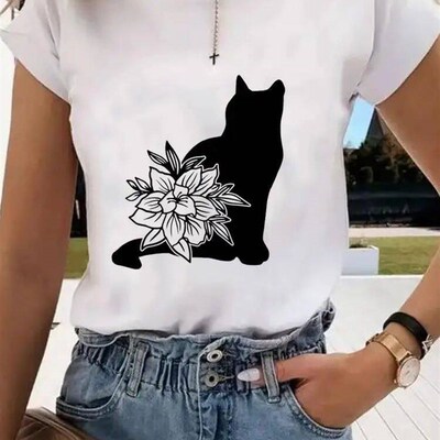 Short Sleeve Print Clothes Women Spring Summer Female Tee Fa