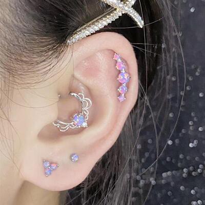 1PC Opal38 Cluster Ear Tragus Helix Cartilage Piercing Surgi