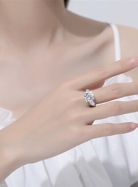 Massive 5 Carat Cushion Moissanite Ring Woman D Color Sterli