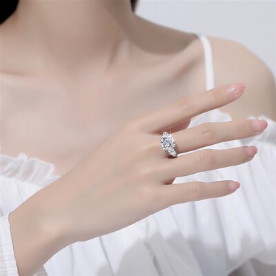 Massive 5 Carat Cushion Moissanite Ring Woman D Color Sterli