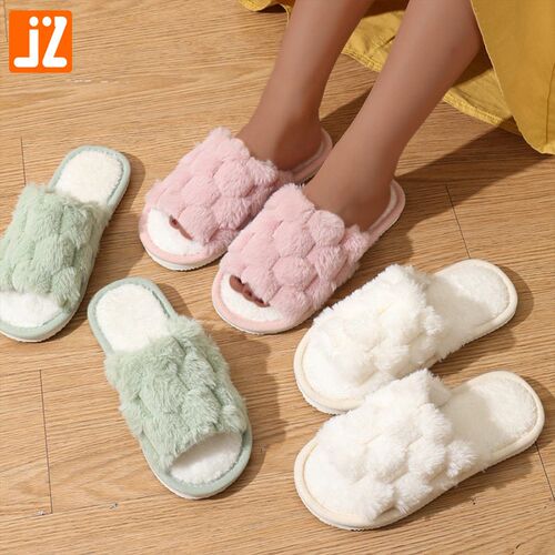 Furry Slippers For Household Thick Sole Warm And Non-slip Co