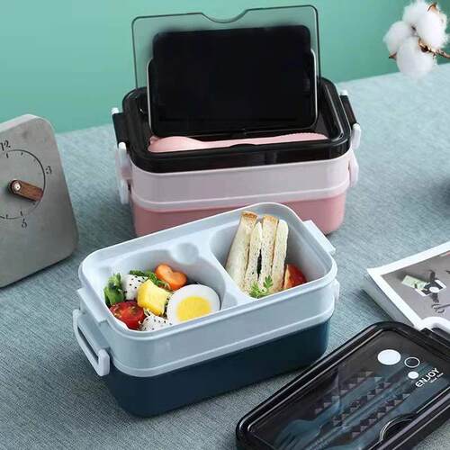 1pc 1400ml Double-layer Lunch Box Portable Compartment Food
