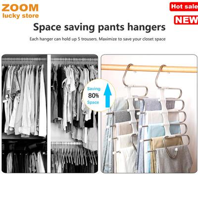 Pants Hangers Space Saving Closet Organizer Clothes Storage