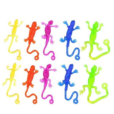 12Pc Colorful Retractable Sticky Lizard Gadget Toys for Kids
