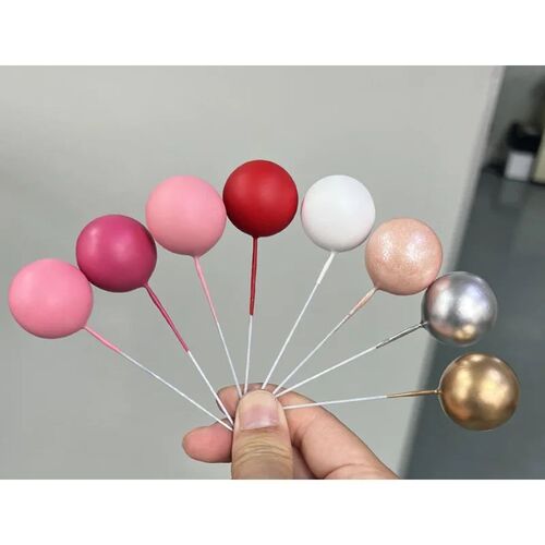 20Pcs Cake Topper Gold Silver Ball Happy Birthday Cake Toppe