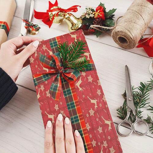 10m/roll Kraft Christmas Wrapping Paper Cartoon Santa Claus