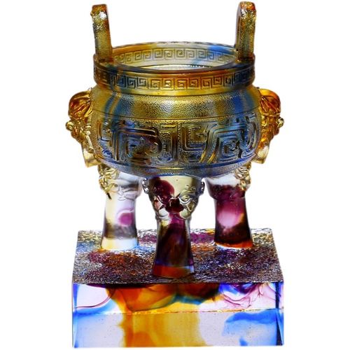 琉璃工艺品大号鼎摆件三足鼎招财鼎盛千秋办公室装饰开业乔迁礼品