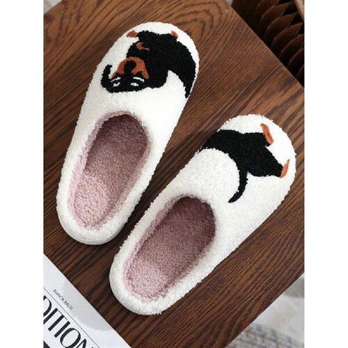 Plush Dachshund Slippers Closed Toe Slippers Comfortable