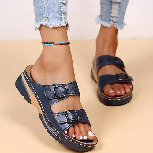 Women Closed Toe Summer Shoes 2022 New Comfort Double Buckle