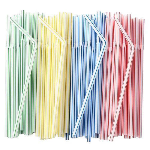 Spot wholesale color bar bendable straw disposable plastic