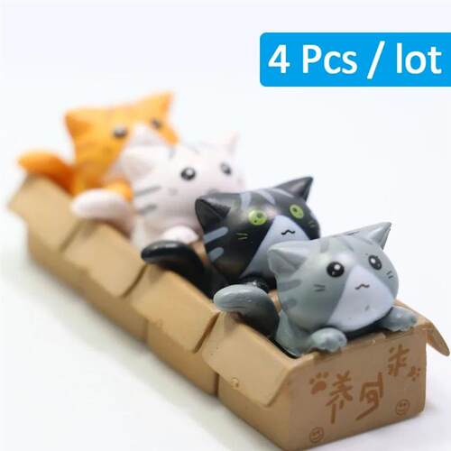 Kawaii Mini Cat Ornament Garden kitten statue Gift For Kids