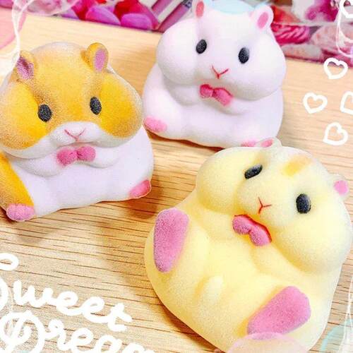 YELL Gashapon Toys Cute Fatty Milky Soft Hamster Flocking Pl