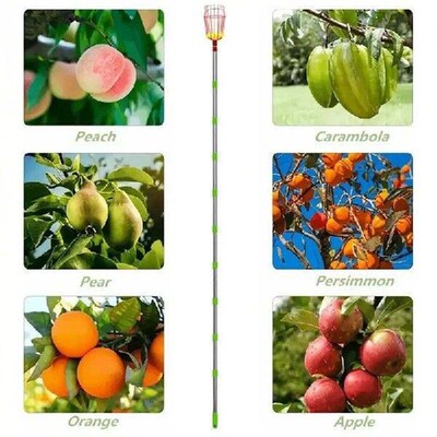 Fruit Picker Pole with Basket Telescoping Garden Branch