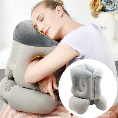 Upgraded Inflatable Air Cushion Travel Pillow Headrest Chin