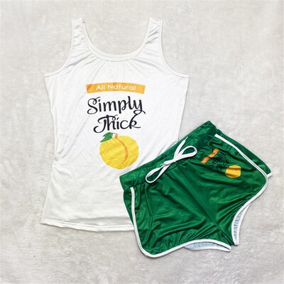 Womens Shorts Fitness Two Piece Set Shoulder Crop Top Slim