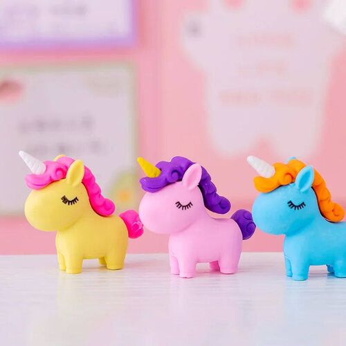 3Pcs/Lot Cute Cartoon Unicorn Eraser Kawaii 3D  Detachable P