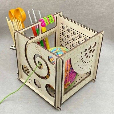 Crochet Yarn Bowl Wooden Yarn Dispenser Bowl All-in-one