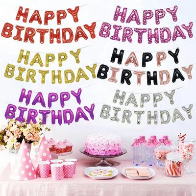 Happy Birthday Letter Foil Balloon Banner kit For Boys Girls
