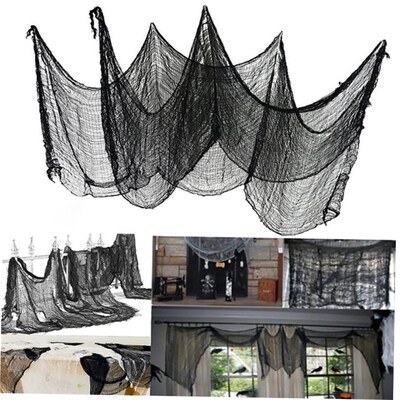 HOT SALES!!! Black Halloween Creepy Gauze Large Grid Yarn 1