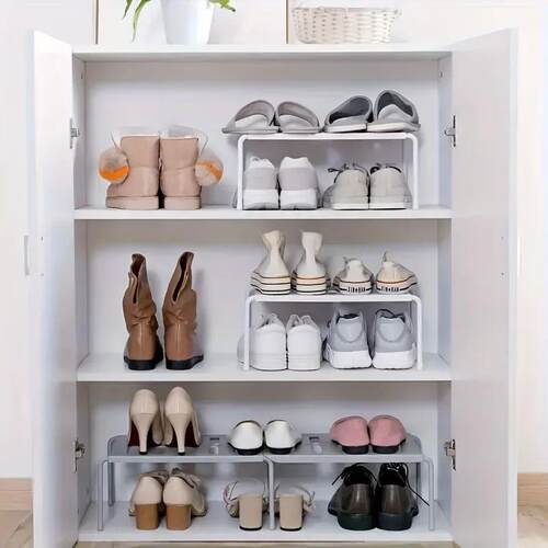 Plastic Shoe Rack Multi-Tier Storage Organizer, Space-Saving
