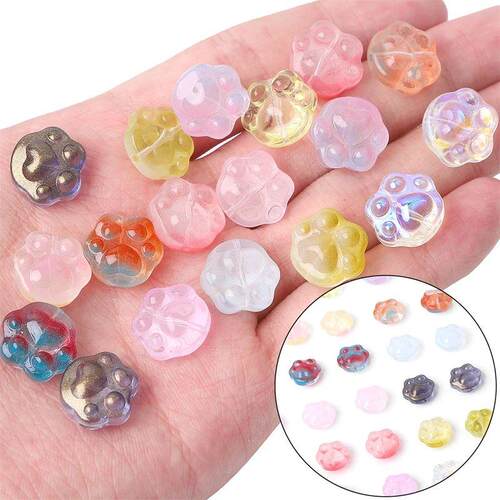 20pcs 15mm Cute Cats Bears Claw Charm Glass Beads for Neckal