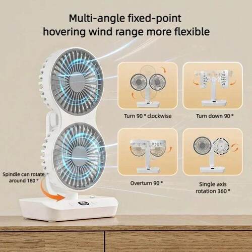 2024 New Multi-Function Double-Head Shaking Fan 4-Gears Adju