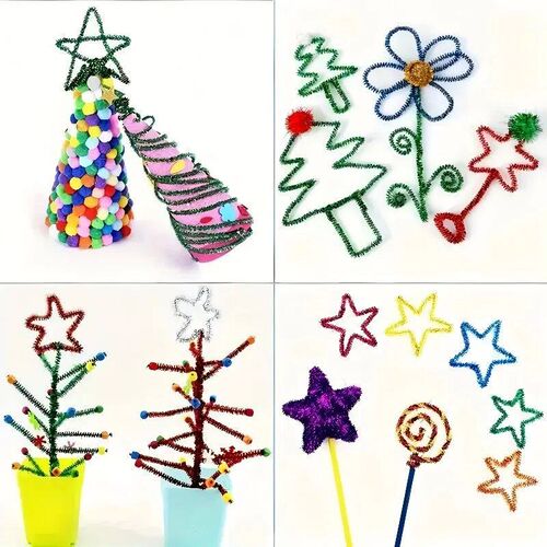 100pcs Glitter Twist Sticks, Soft And Bendable Craft Sticks