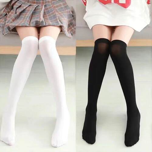 Women Over Knee Socks Thigh High Sock Girl Black White Knee