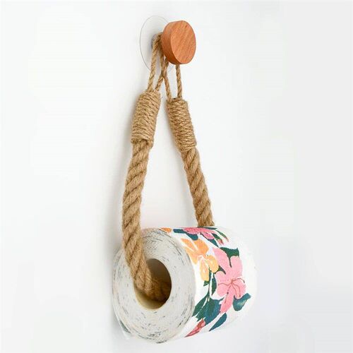 Hot sell Hemp rope tissue holder non punching toilet paper h