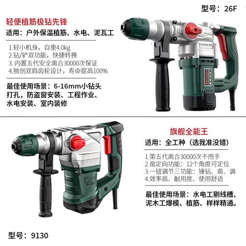 德硕电锤电镐两用电捶工业级开槽大功率冲击钻混凝土植筋安全离合