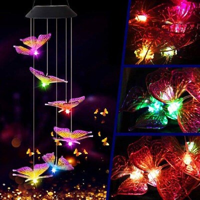 LED Solar Windchime Butterfly Light Color Changing