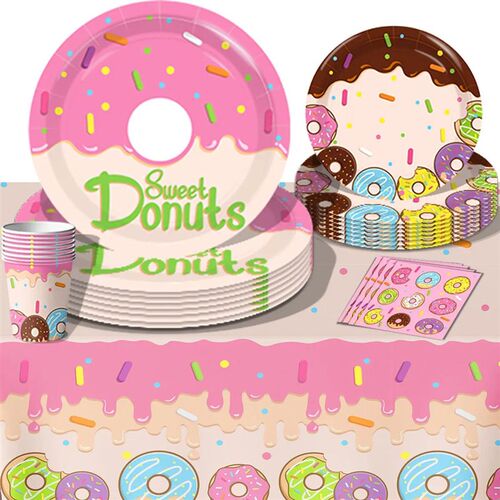 Donut Themed Birthday Party Cutlery Set Paper Cups Tissues F